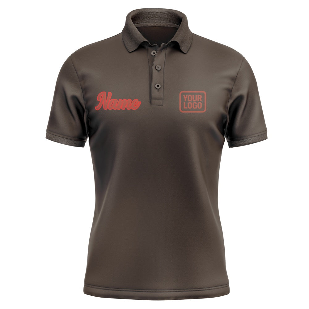 Custom Brown Coral Red Short-Sleeve Polo Shirt
