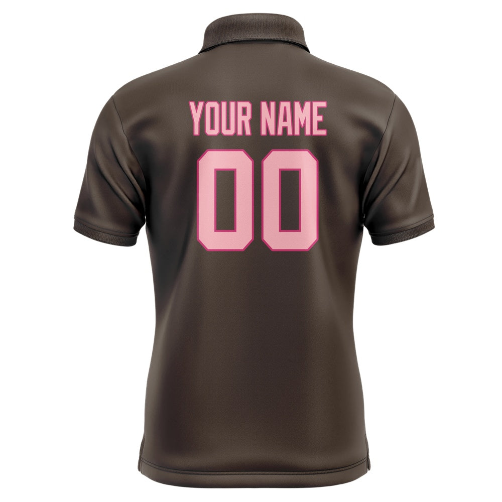 Custom Brown Light Pink Short-Sleeve Polo Shirt