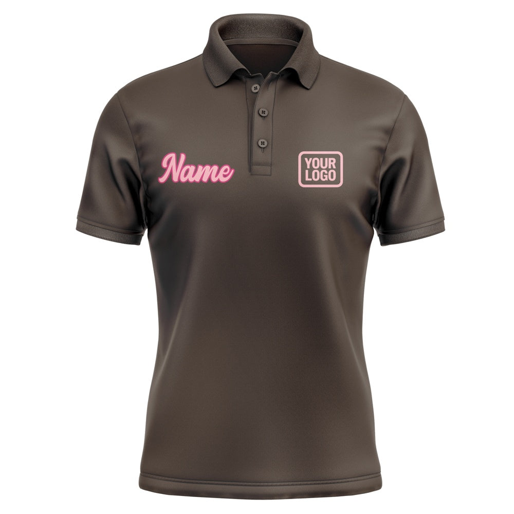 Custom Brown Light Pink Short-Sleeve Polo Shirt