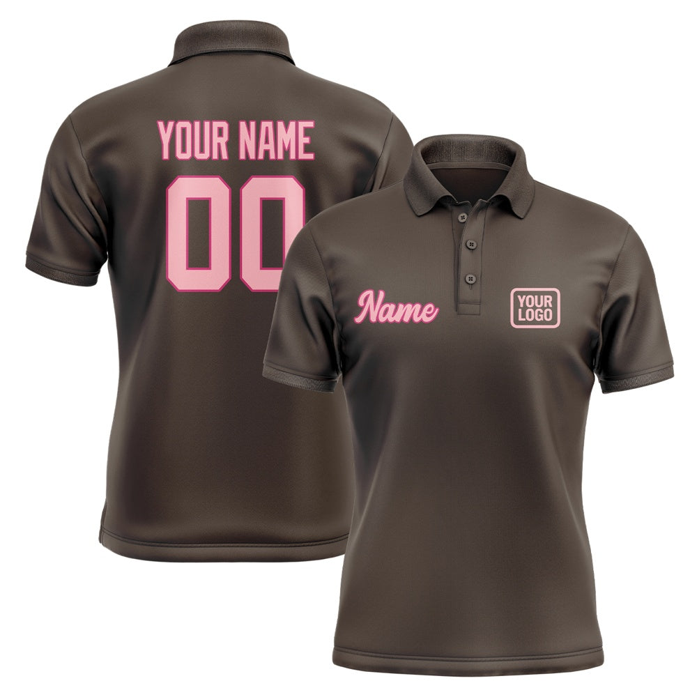 Custom Brown Light Pink Short-Sleeve Polo Shirt