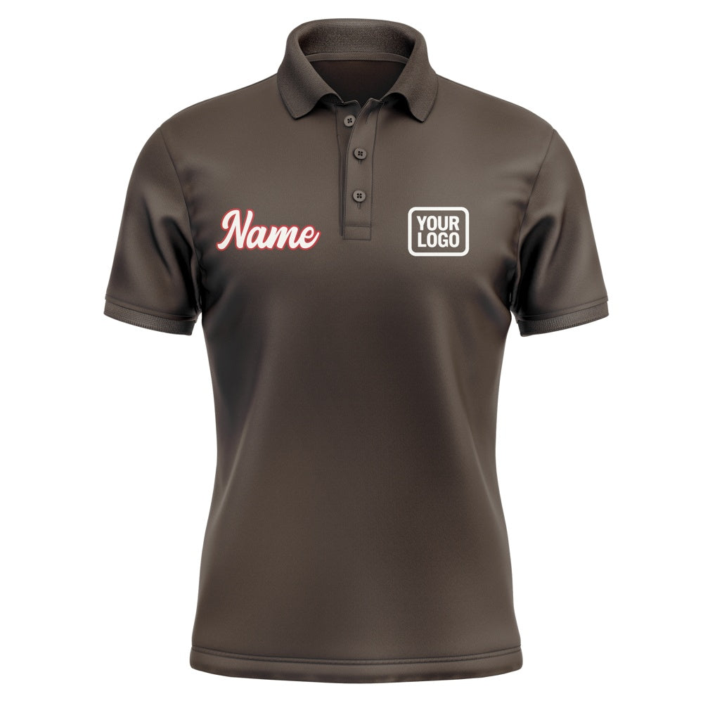 Custom Brown White Short-Sleeve Polo Shirt