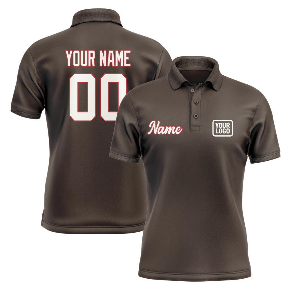 Custom Brown White Short-Sleeve Polo Shirt
