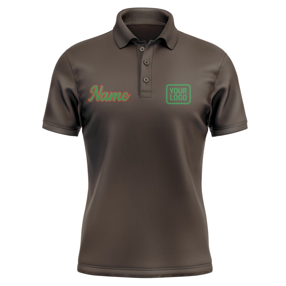 Custom Brown Emerald Green Short-Sleeve Polo Shirt