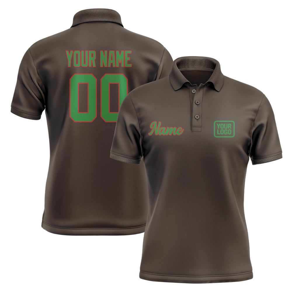 Custom Brown Emerald Green Short-Sleeve Polo Shirt
