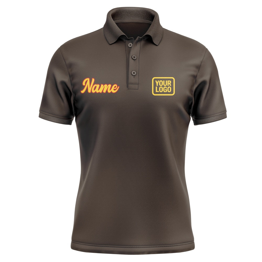Custom Brown Gold Short-Sleeve Polo Shirt
