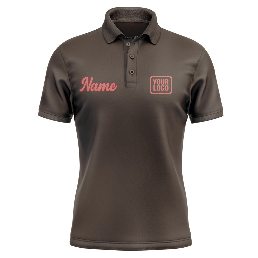 Custom Brown Copper Rose Short-Sleeve Polo Shirt