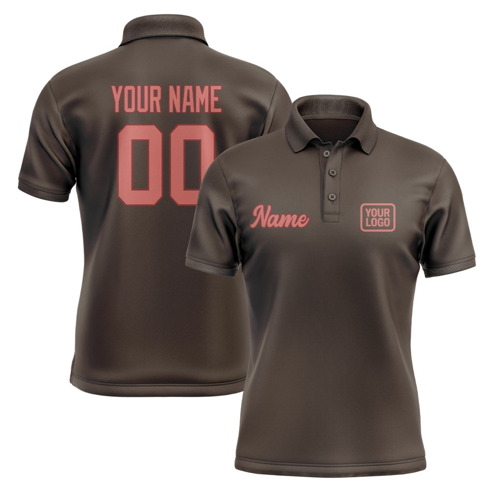 Custom Brown Copper Rose Short-Sleeve Polo Shirt