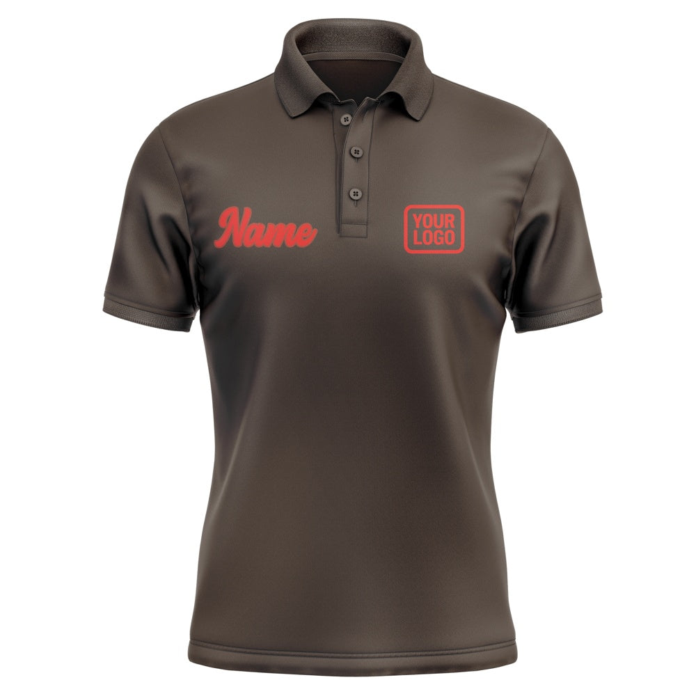 Custom Brown Orange Red Short-Sleeve Polo Shirt