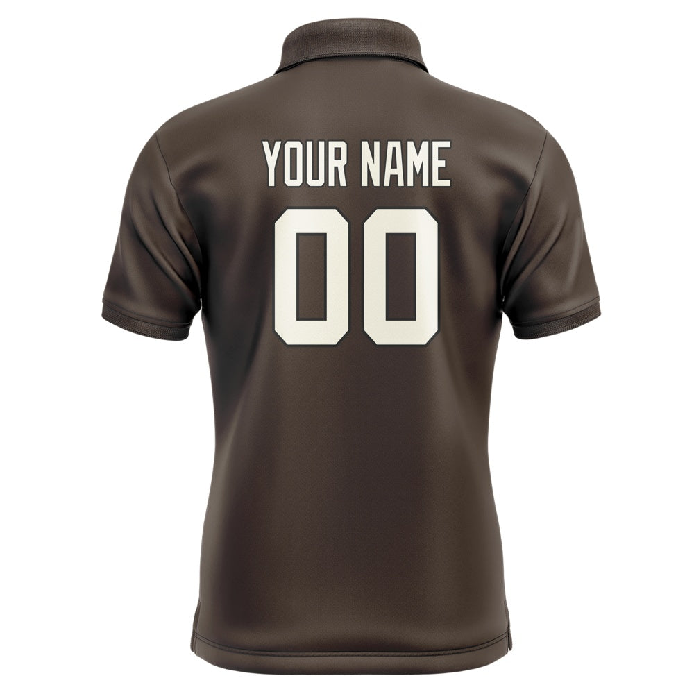 Custom Brown Cream Short-Sleeve Polo Shirt