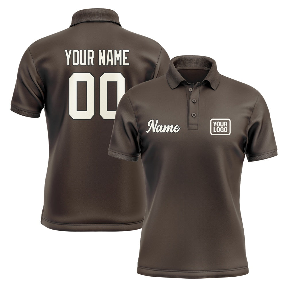 Custom Brown Cream Short-Sleeve Polo Shirt