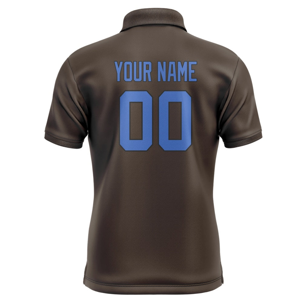 Custom Brown Sky Blue Short-Sleeve Polo Shirt