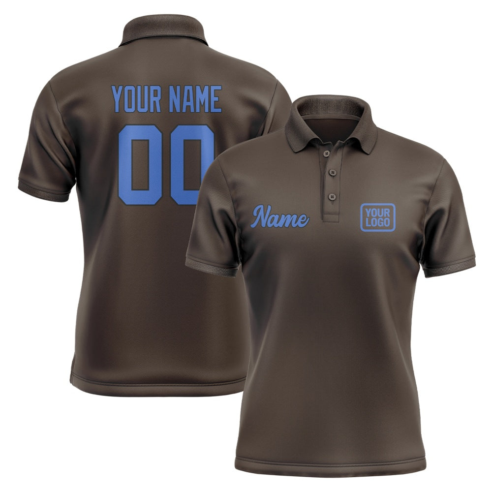 Custom Brown Sky Blue Short-Sleeve Polo Shirt