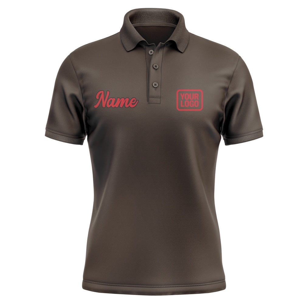 Custom Brown Red Short-Sleeve Polo Shirt