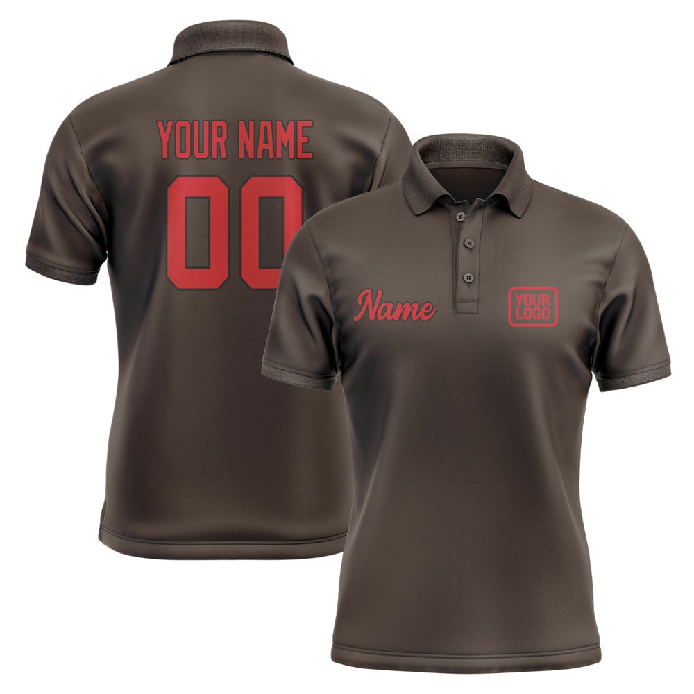 Custom Brown Red Short-Sleeve Polo Shirt