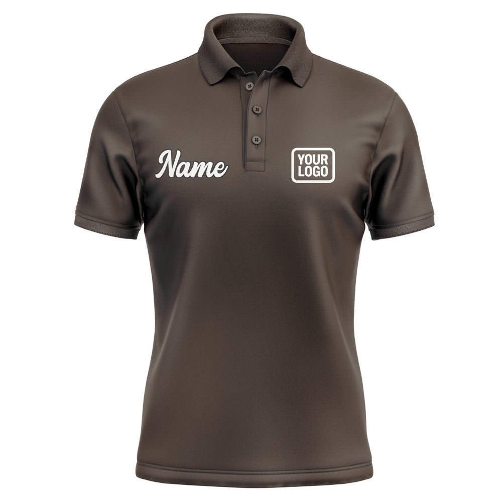 Custom Brown White Short-Sleeve Polo Shirt