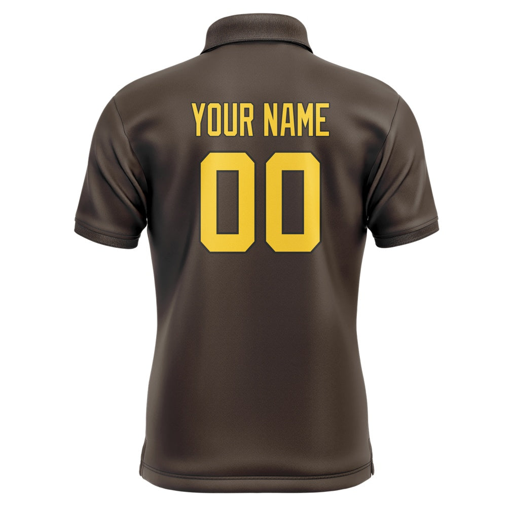 Custom Brown Gold Short-Sleeve Polo Shirt