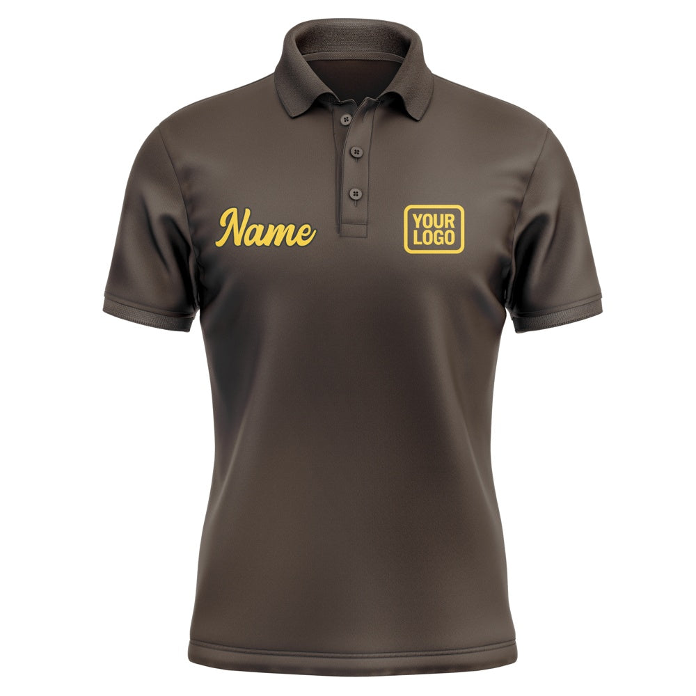 Custom Brown Gold Short-Sleeve Polo Shirt
