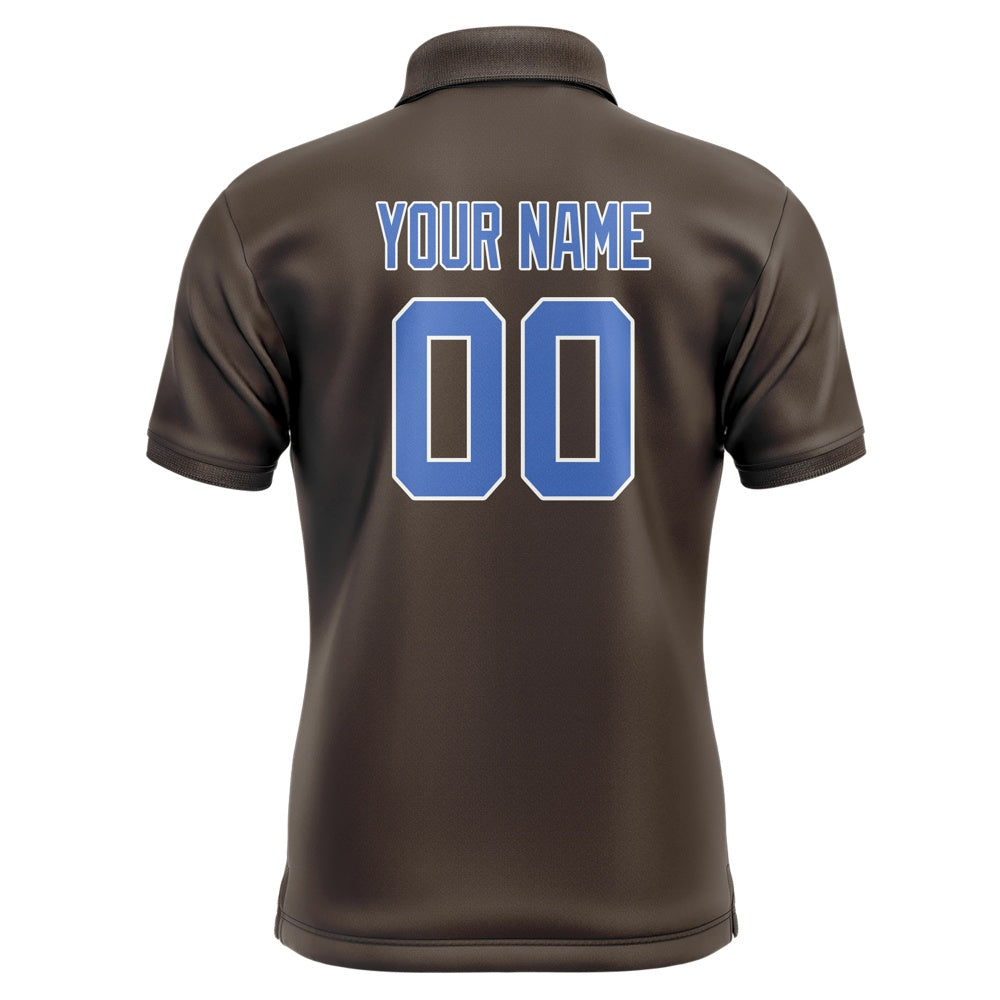 Custom Brown Sky Blue Short-Sleeve Polo Shirt