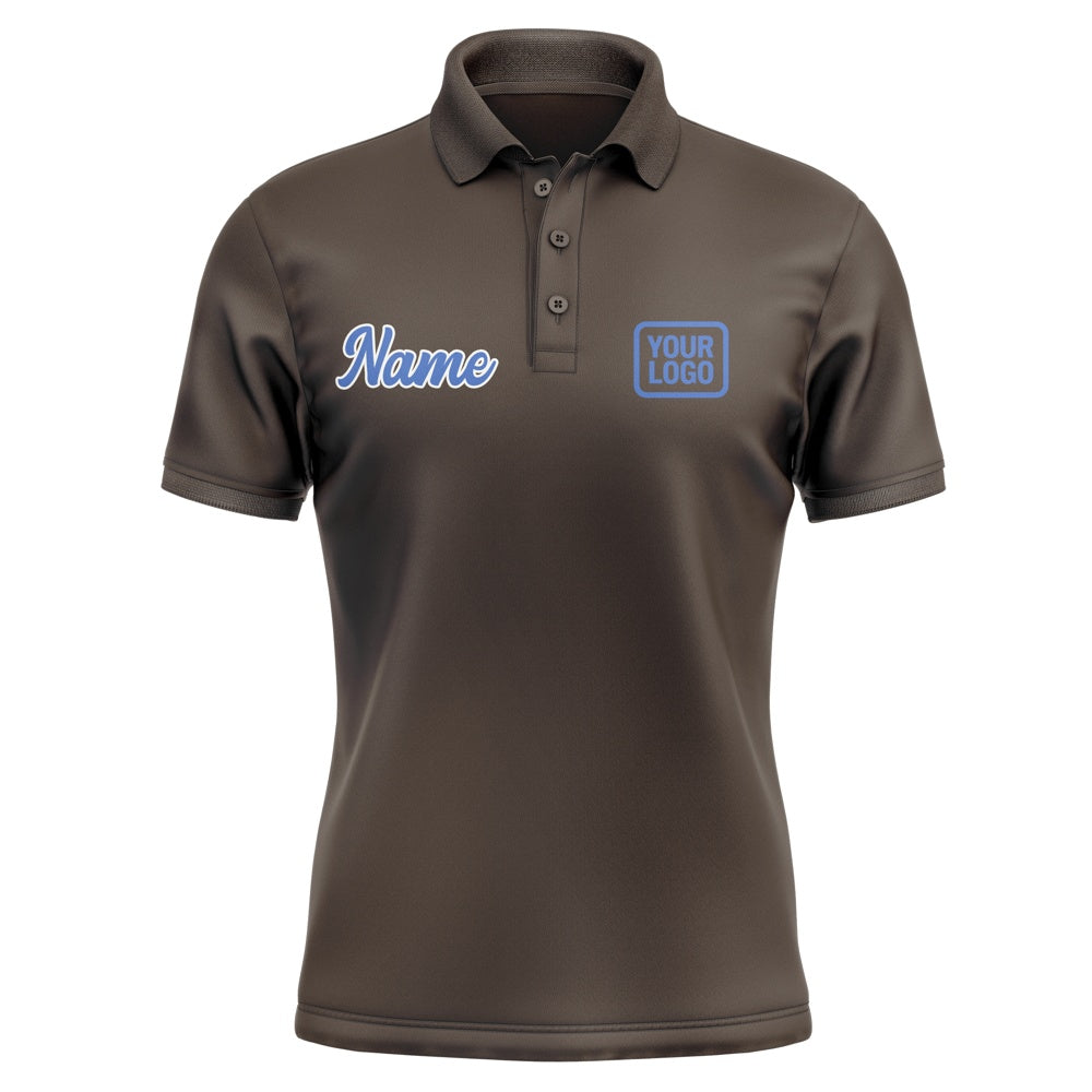 Custom Brown Sky Blue Short-Sleeve Polo Shirt