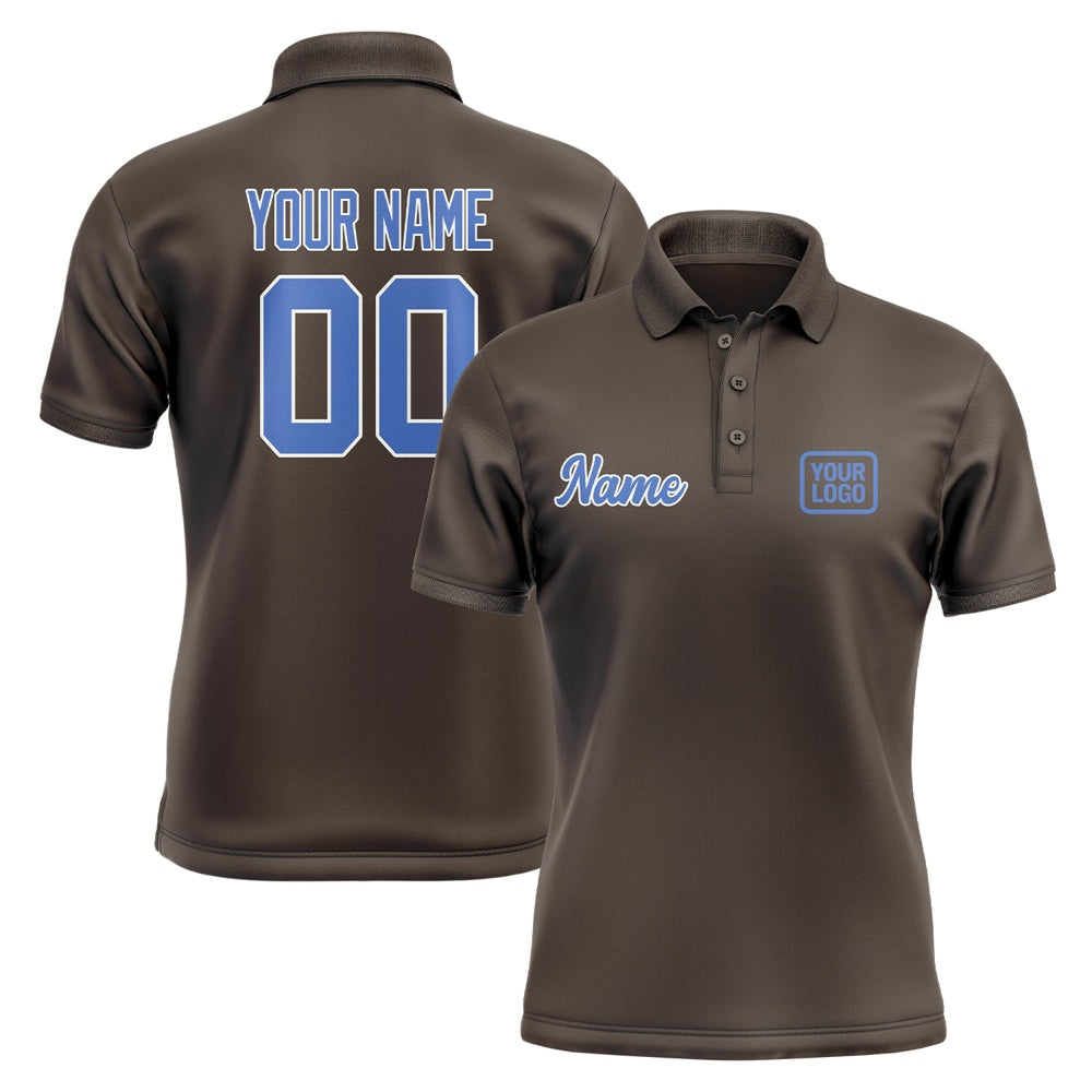 Custom Brown Sky Blue Short-Sleeve Polo Shirt