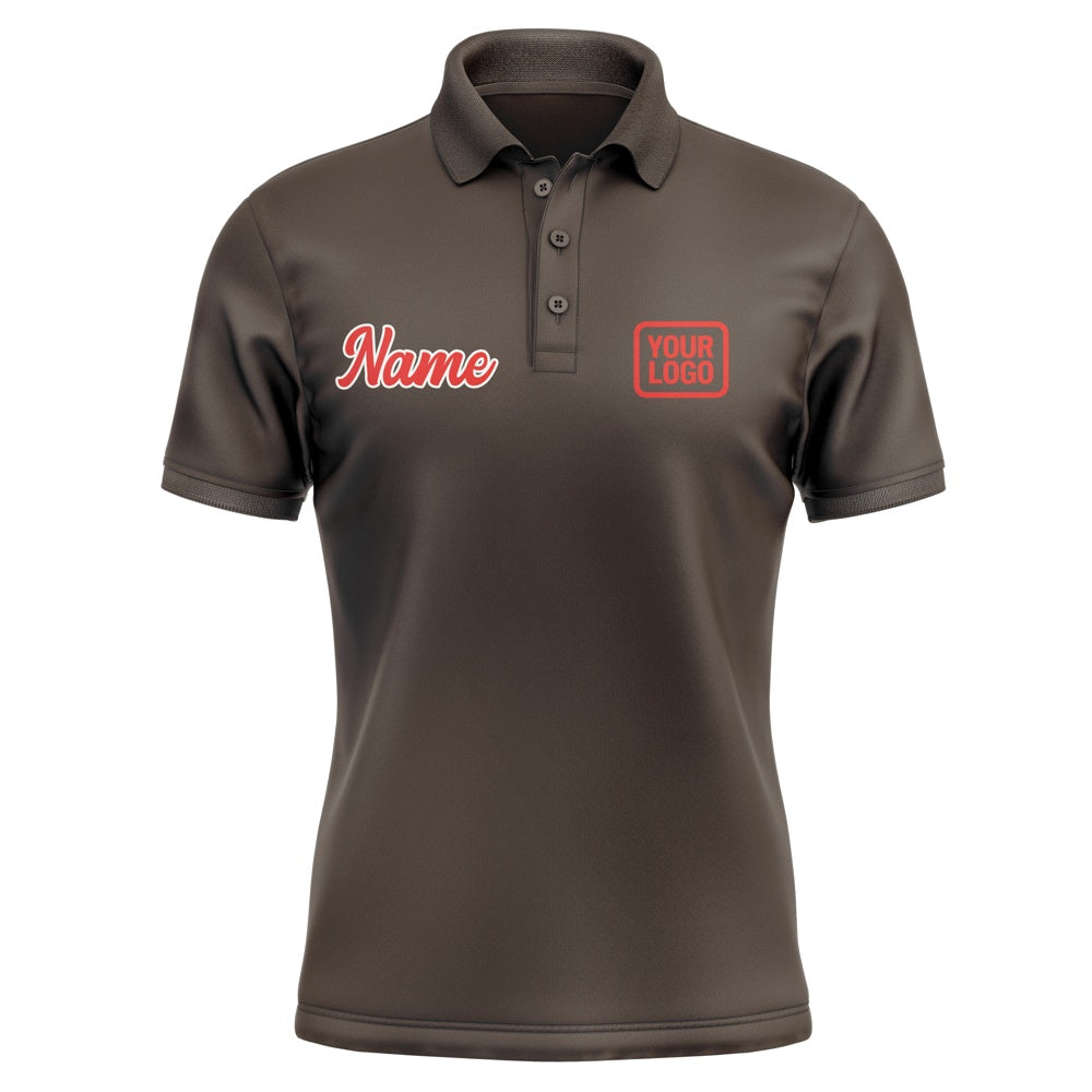 Custom Brown Orange Red Short-Sleeve Polo Shirt