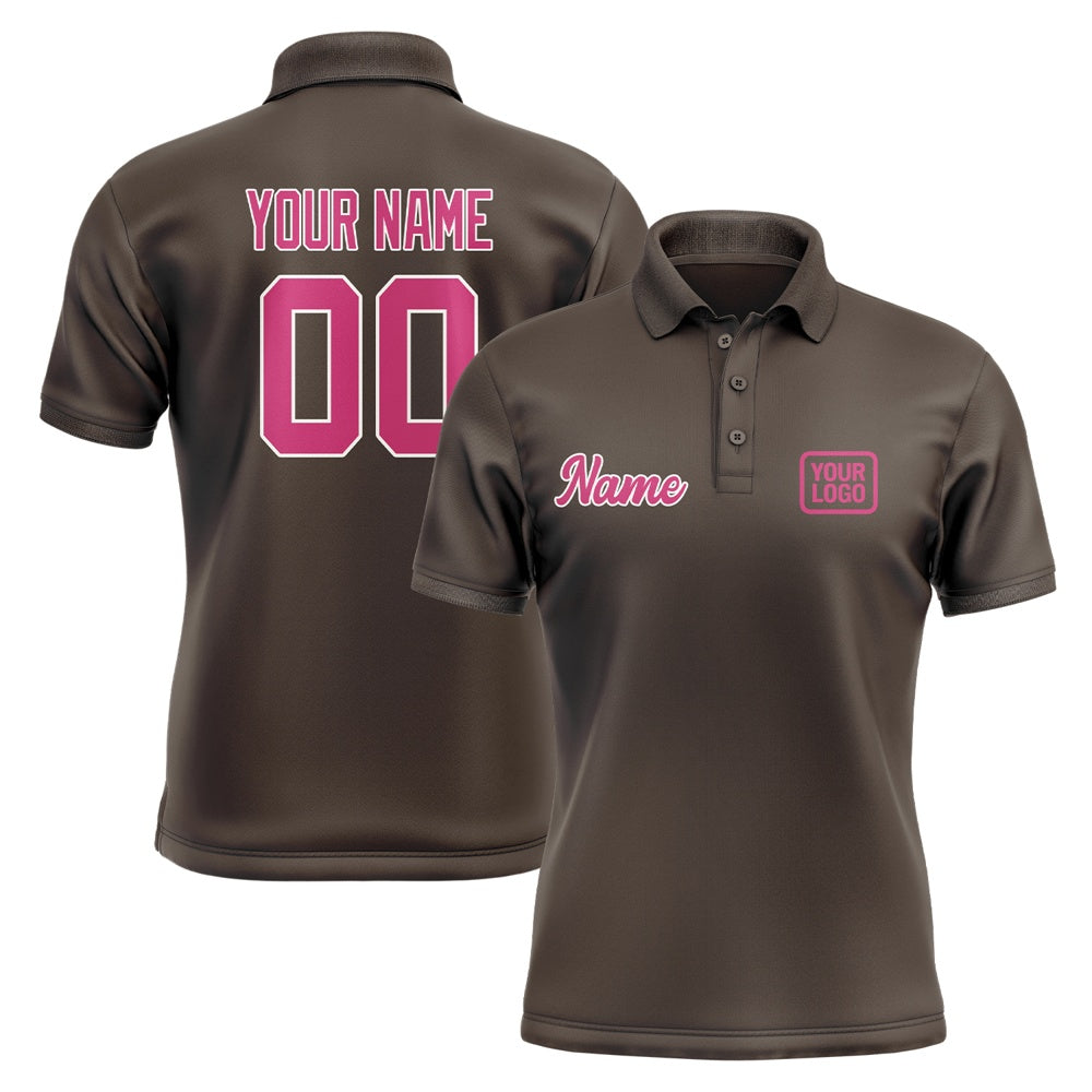 Custom Brown Pink Short-Sleeve Polo Shirt