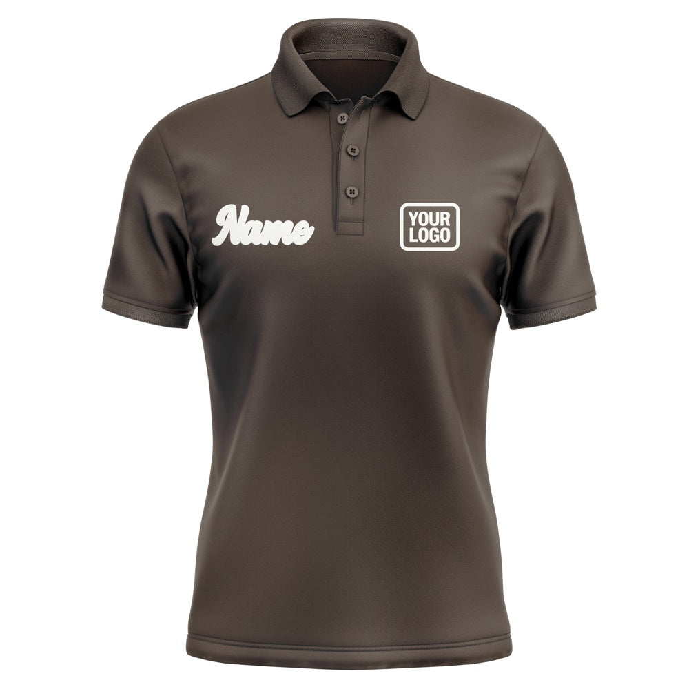 Custom Brown White Short-Sleeve Polo Shirt