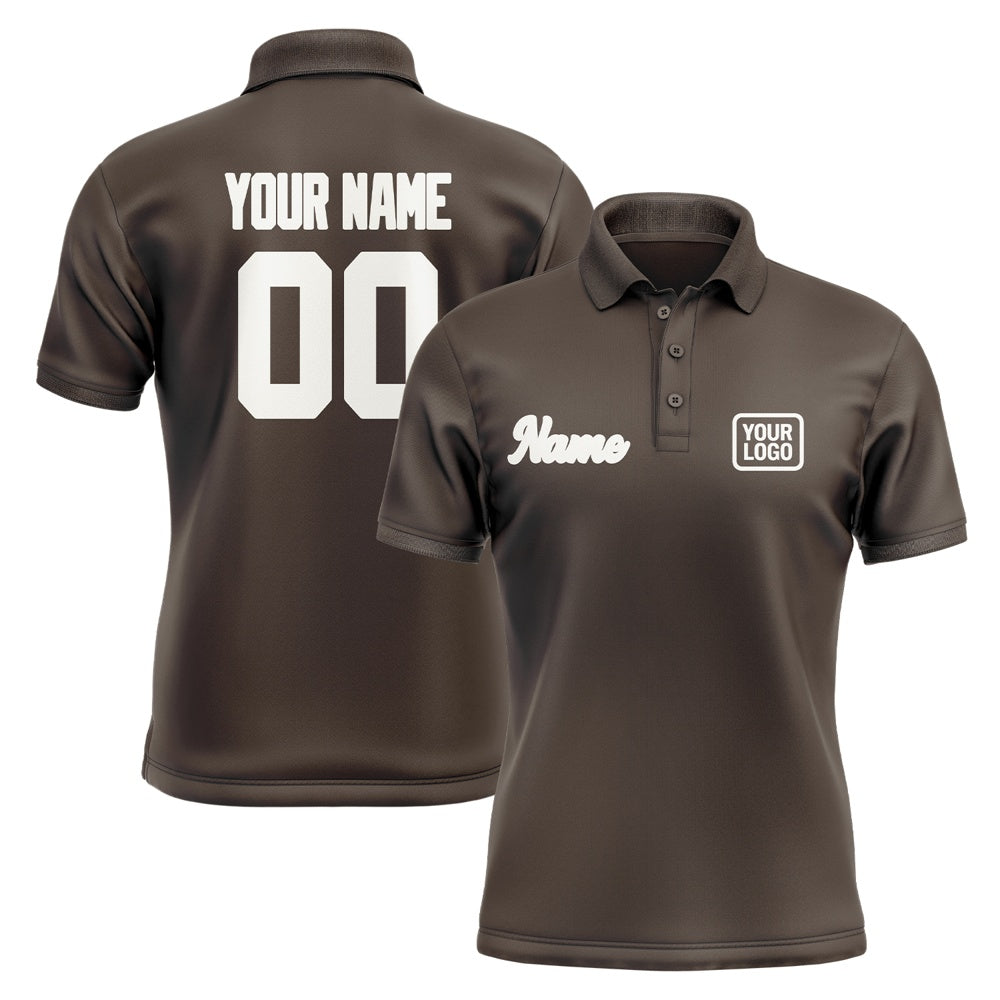 Custom Brown White Short-Sleeve Polo Shirt