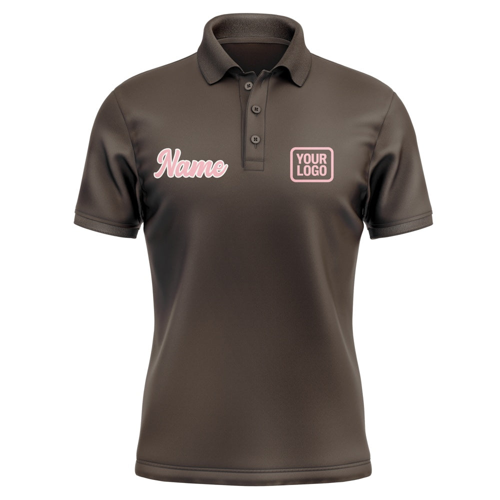 Custom Brown Light Pink Short-Sleeve Polo Shirt