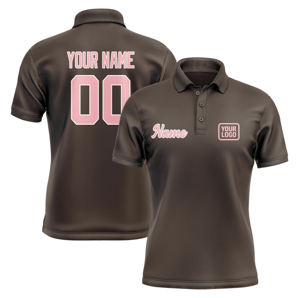 Custom Brown Light Pink Short-Sleeve Polo Shirt