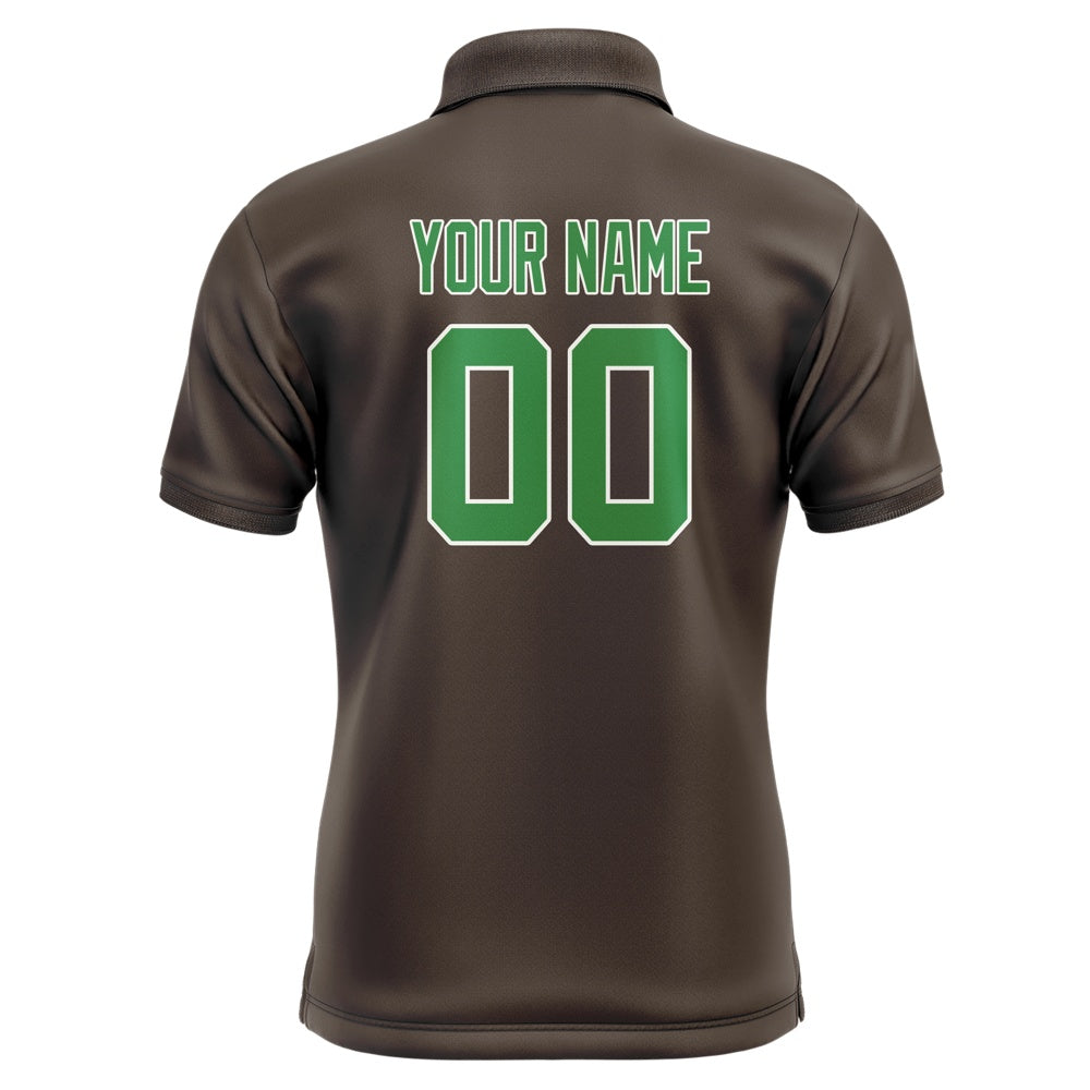 Custom Brown Emerald Green Short-Sleeve Polo Shirt