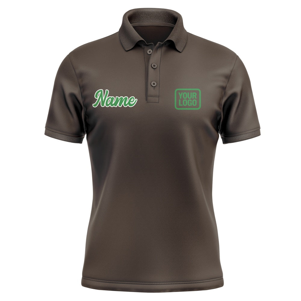 Custom Brown Emerald Green Short-Sleeve Polo Shirt