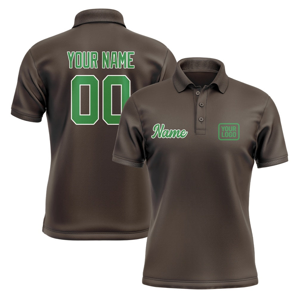 Custom Brown Emerald Green Short-Sleeve Polo Shirt