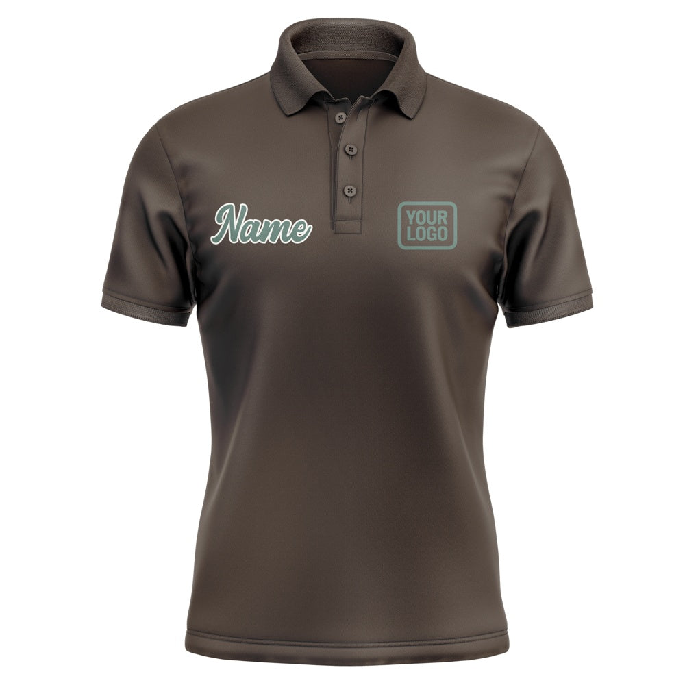 Custom Brown Blue Green Short-Sleeve Polo Shirt