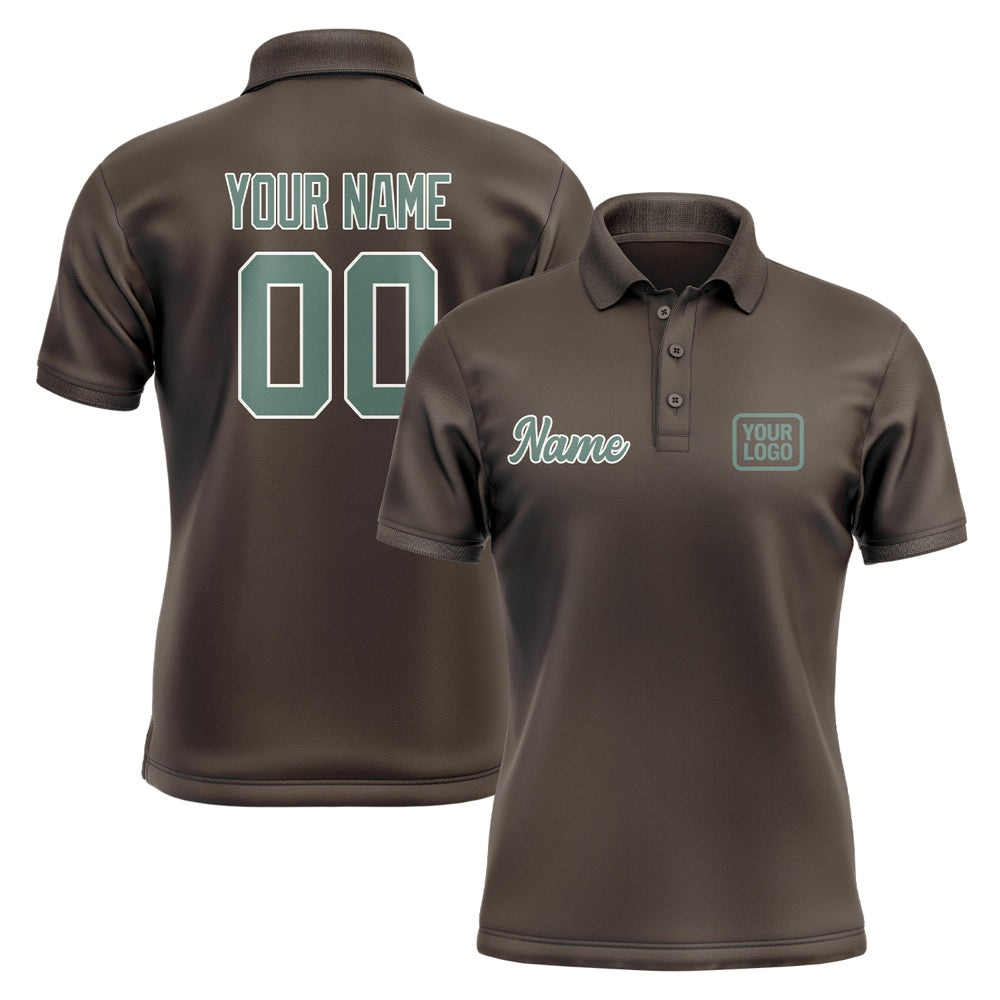 Custom Brown Blue Green Short-Sleeve Polo Shirt