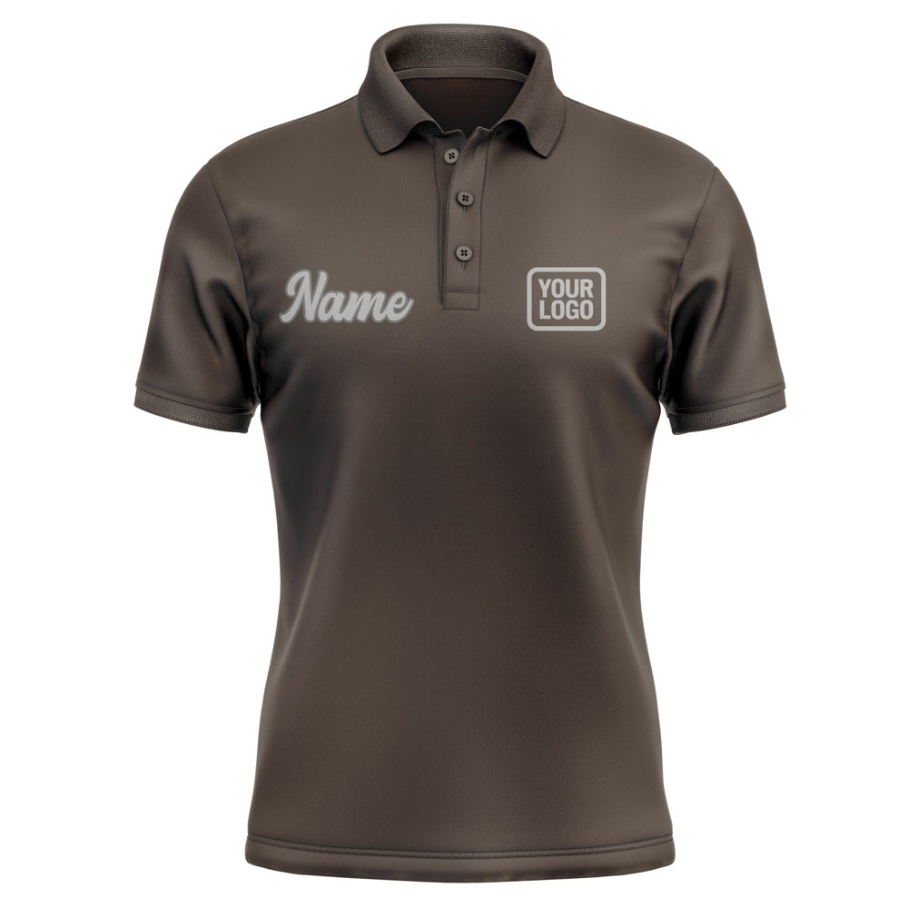 Custom Brown Gray Short-Sleeve Polo Shirt