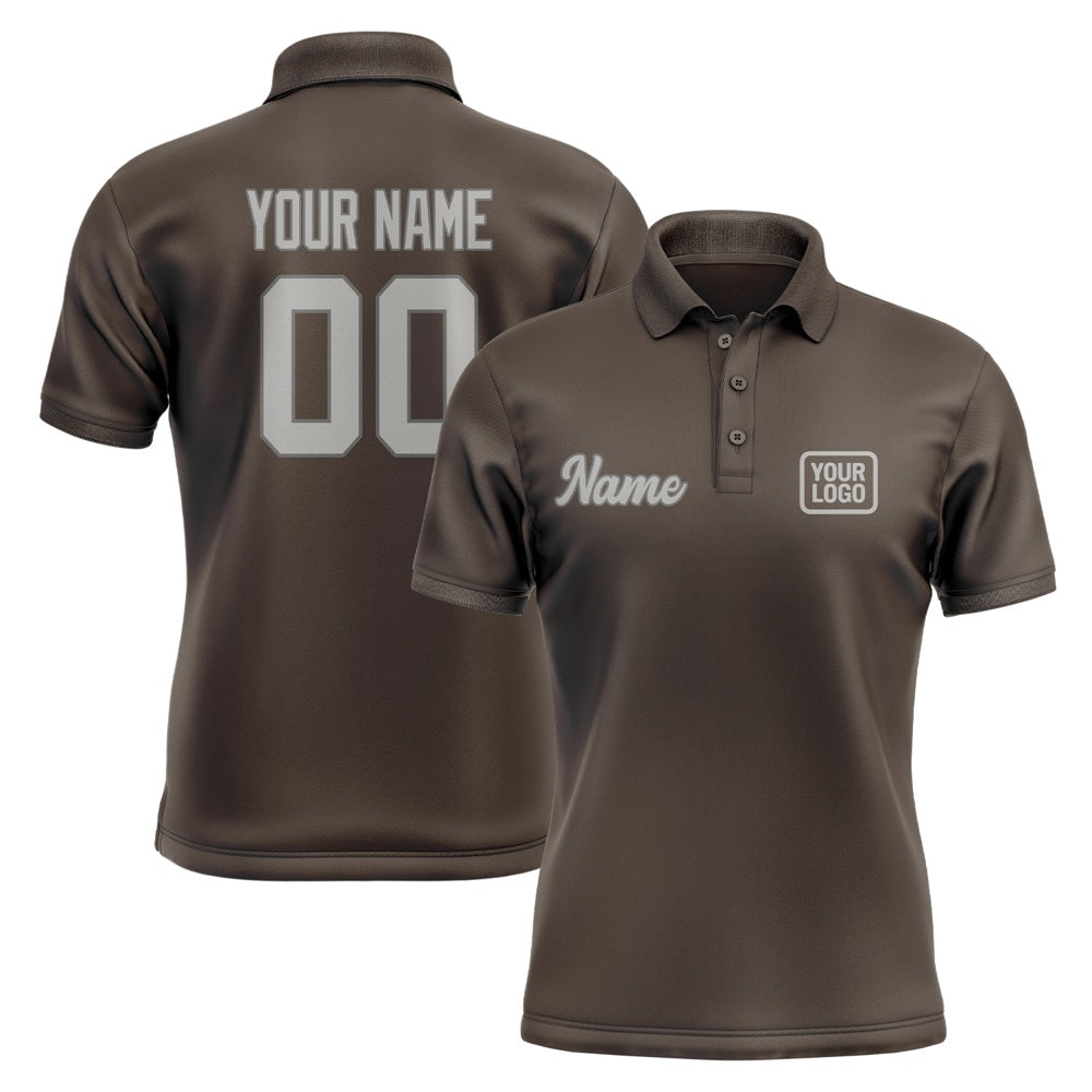 Custom Brown Gray Short-Sleeve Polo Shirt