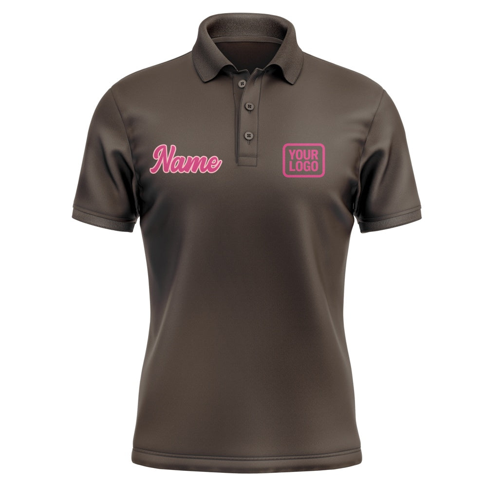 Custom Brown Pink Short-Sleeve Polo Shirt
