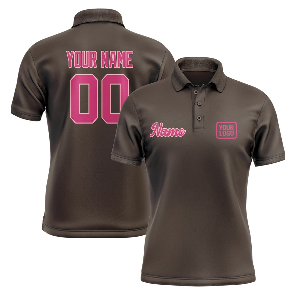 Custom Brown Pink Short-Sleeve Polo Shirt