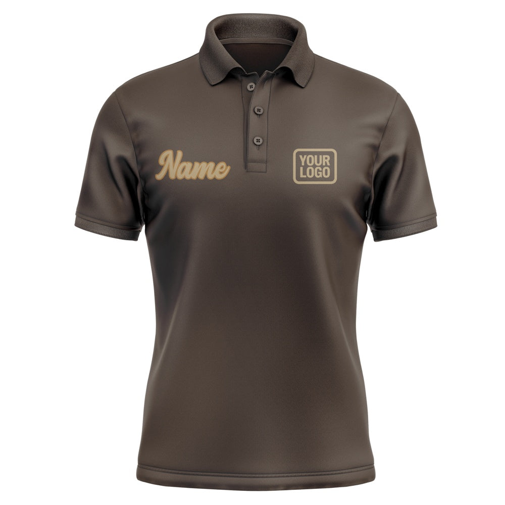 Custom Brown Light Khaki Short-Sleeve Polo Shirt