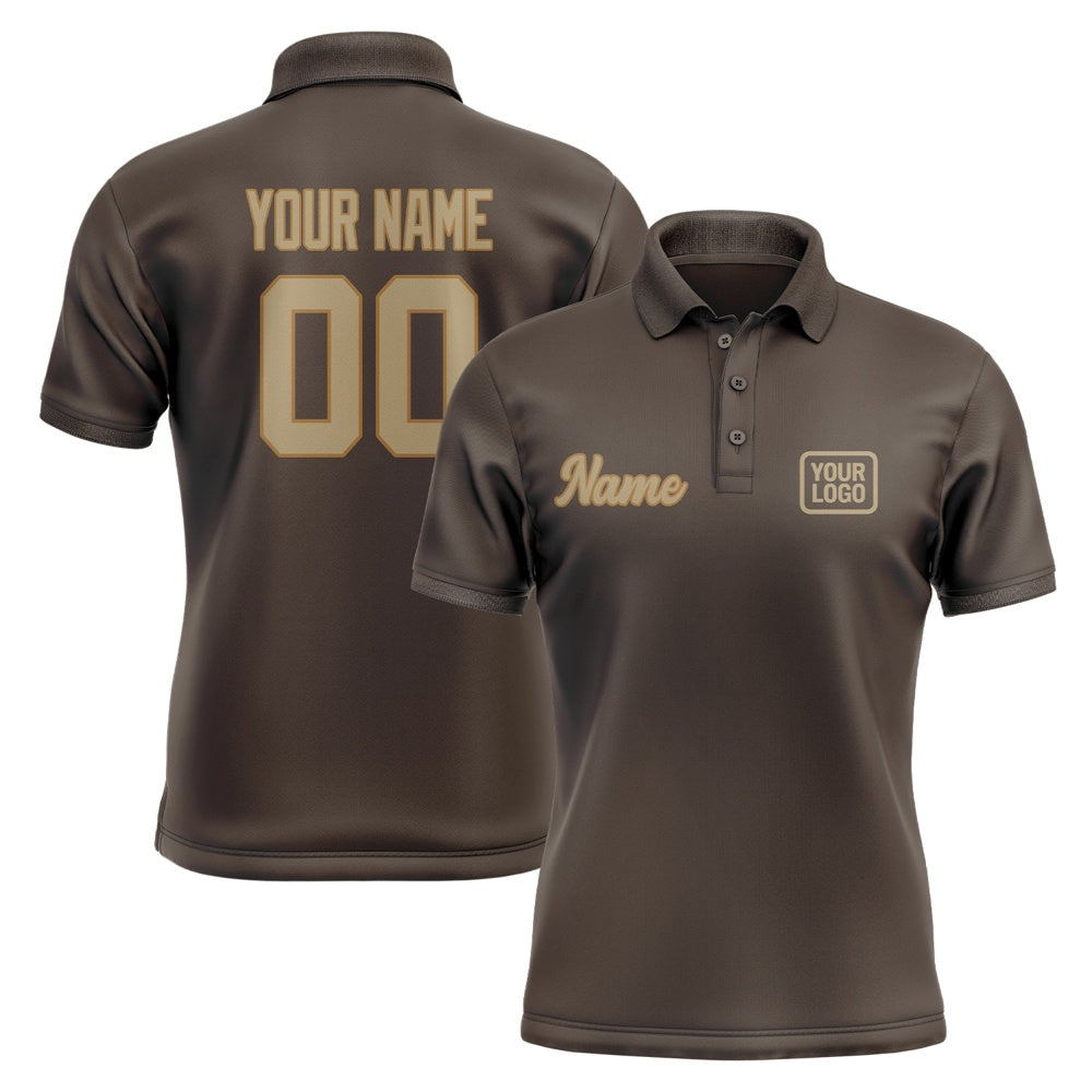 Custom Brown Light Khaki Short-Sleeve Polo Shirt