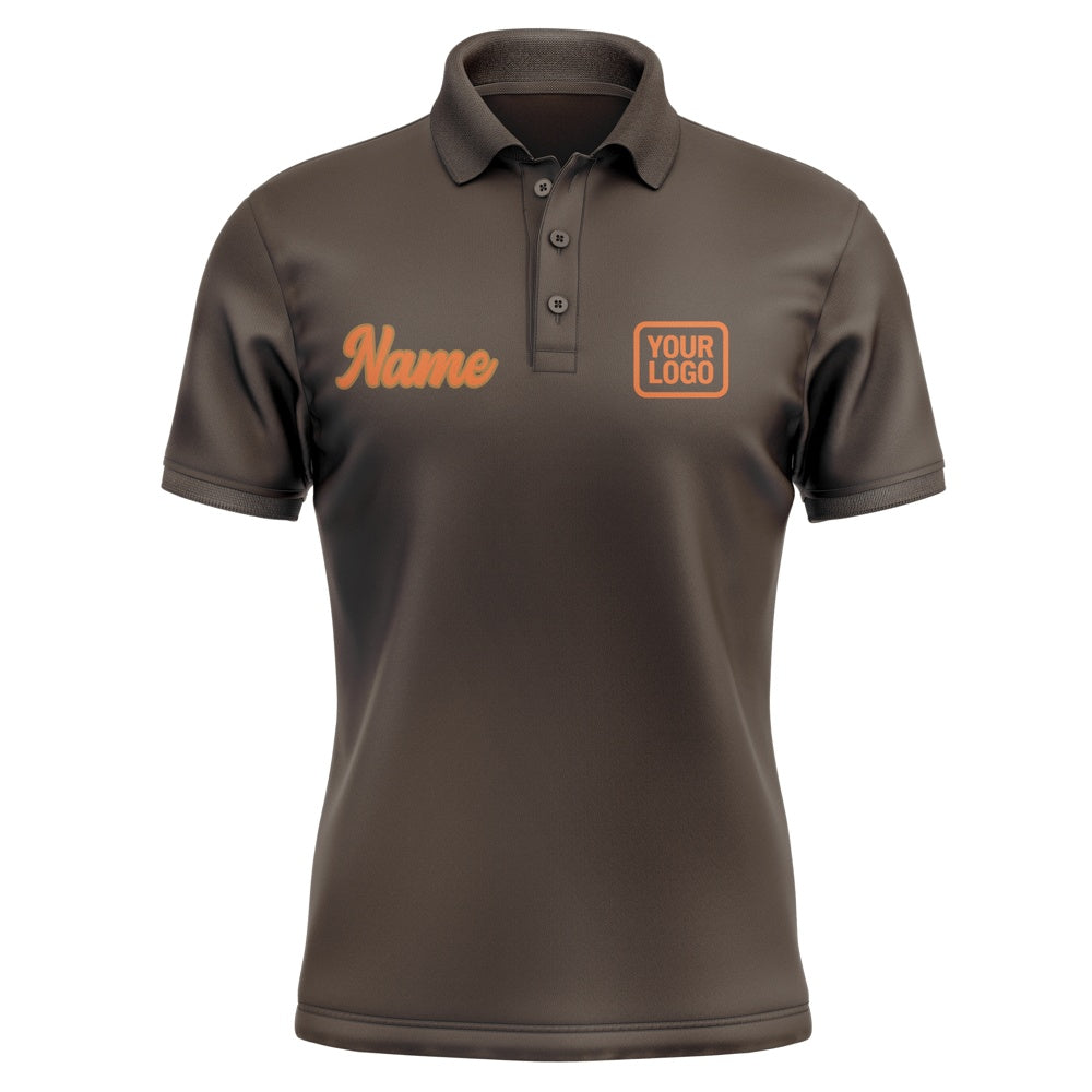 Custom Brown Orange Short-Sleeve Polo Shirt