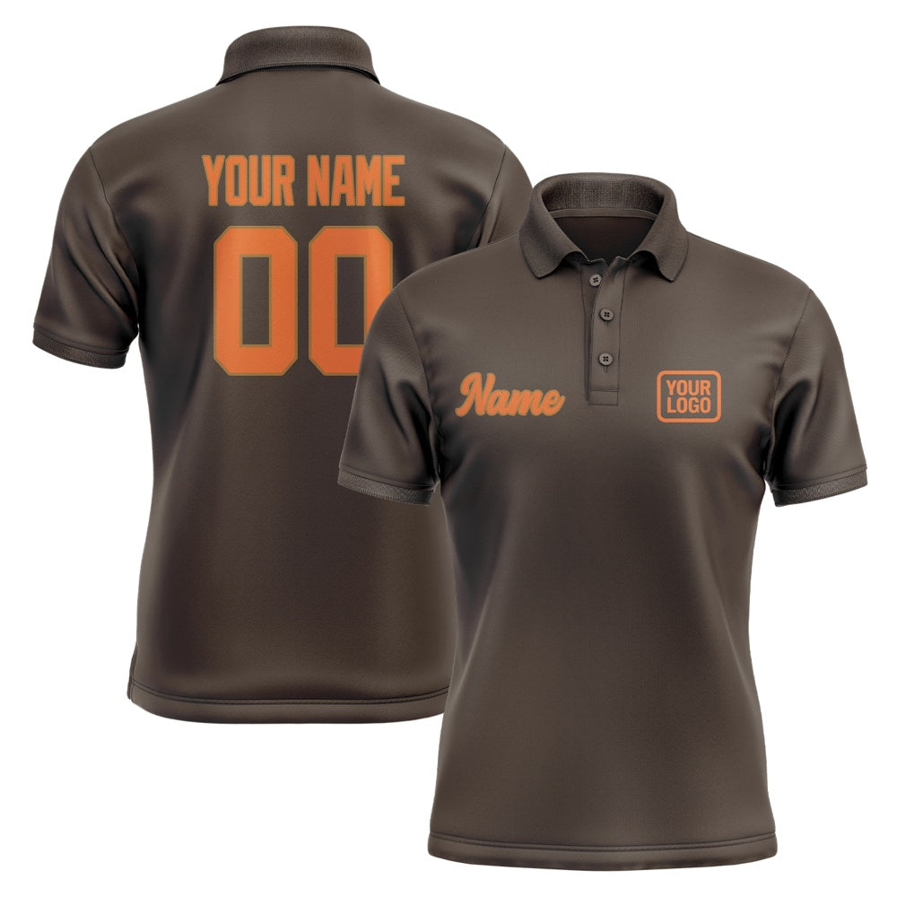 Custom Brown Orange Short-Sleeve Polo Shirt