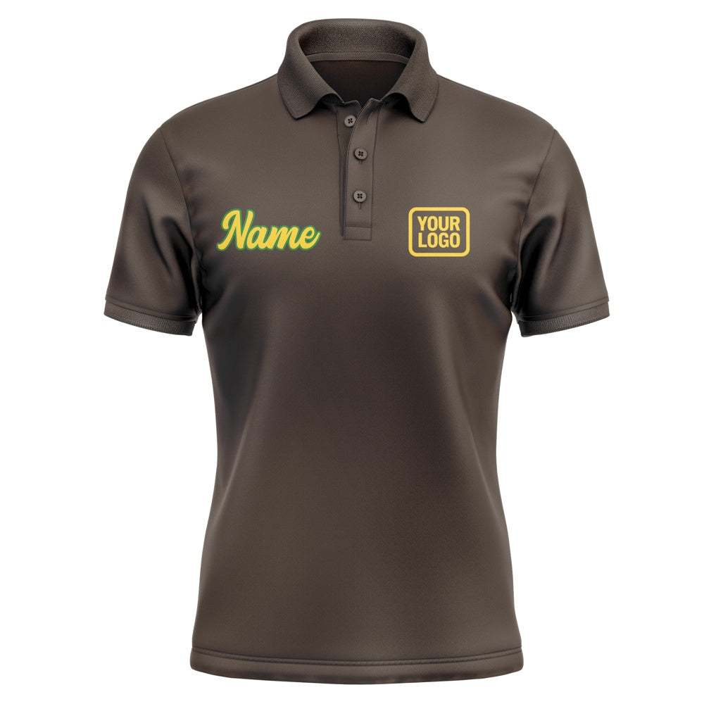 Custom Brown Gold Short-Sleeve Polo Shirt