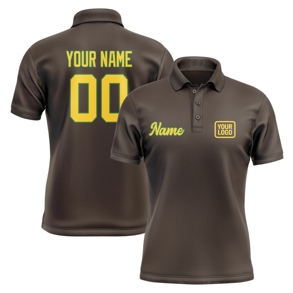 Custom Brown Gold Short-Sleeve Polo Shirt