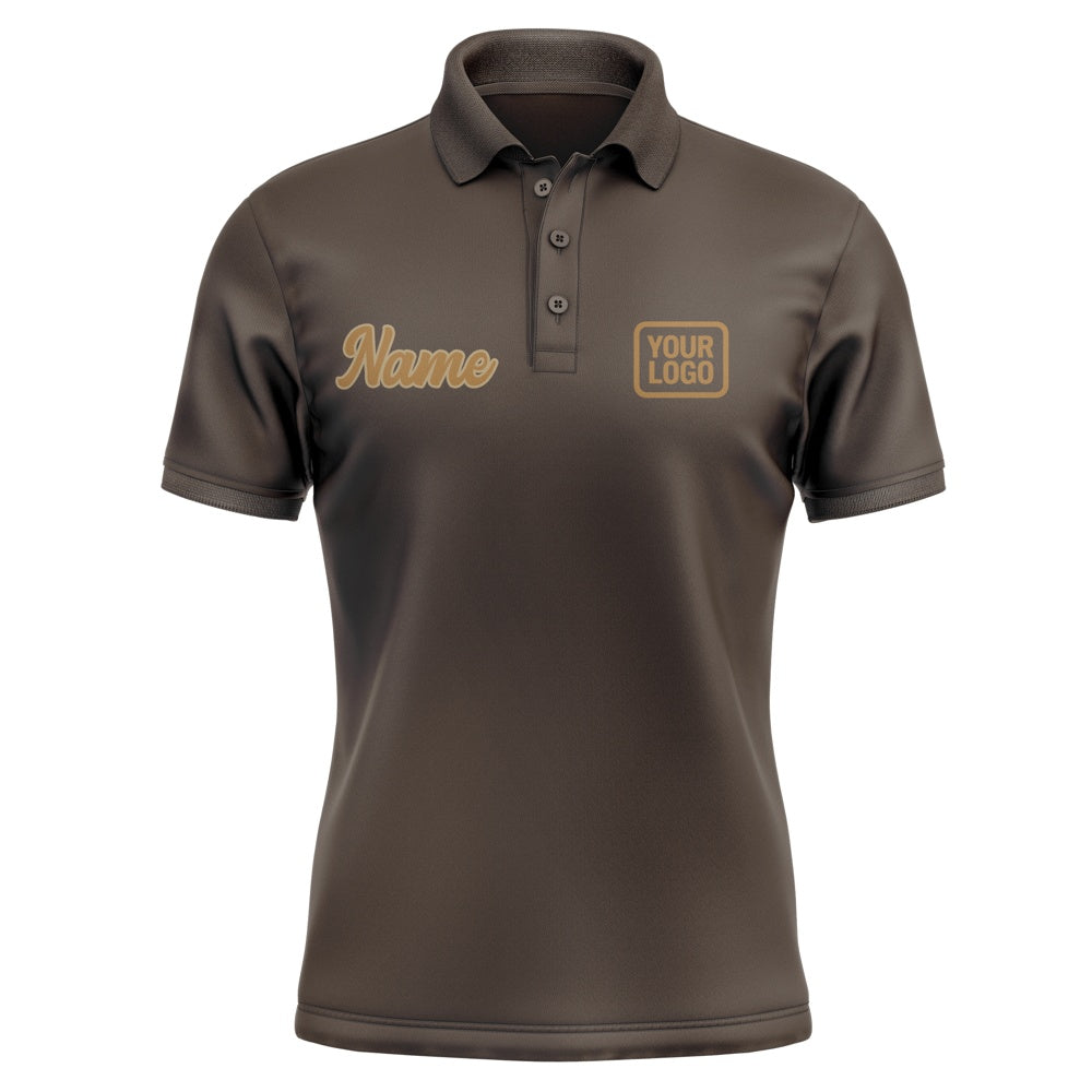 Custom Brown Khaki Short-Sleeve Polo Shirt