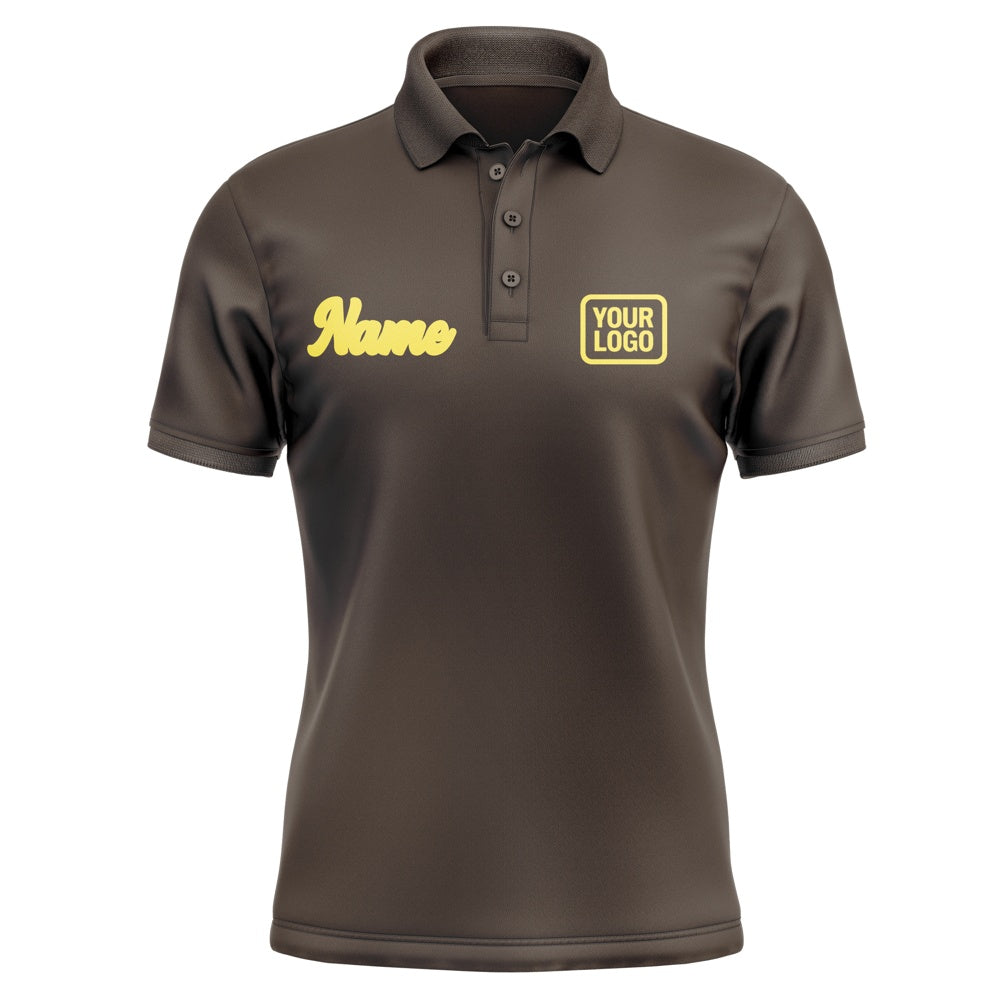 Custom Brown Light Yellow Short-Sleeve Polo Shirt