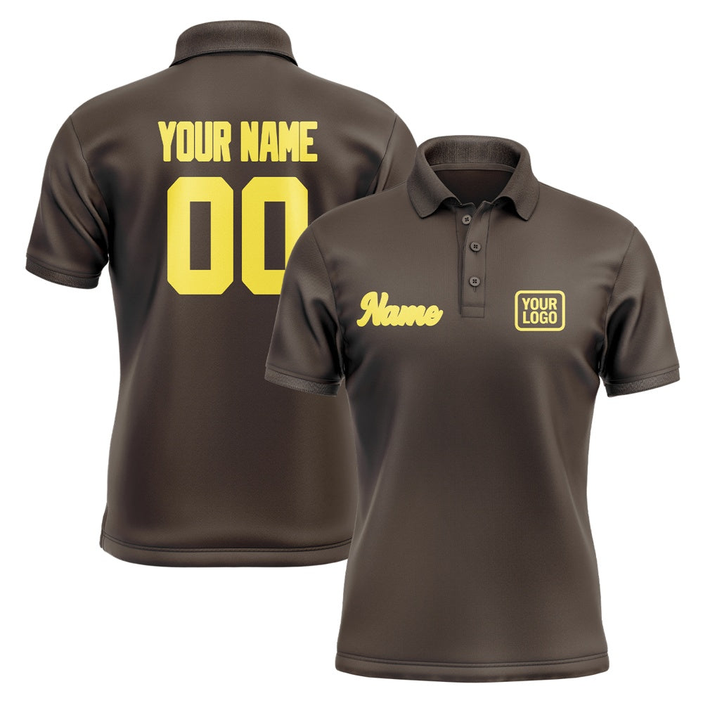 Custom Brown Light Yellow Short-Sleeve Polo Shirt