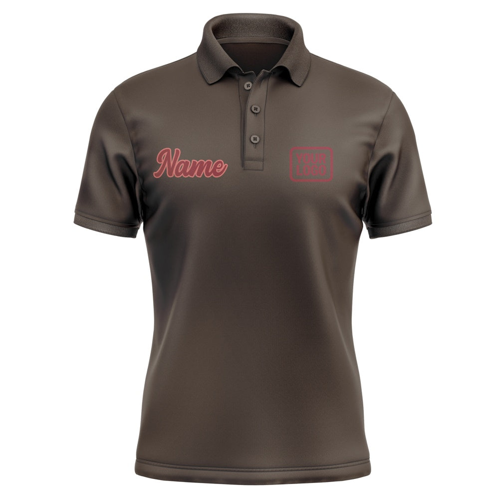 Custom Brown Crimson Red Short-Sleeve Polo Shirt