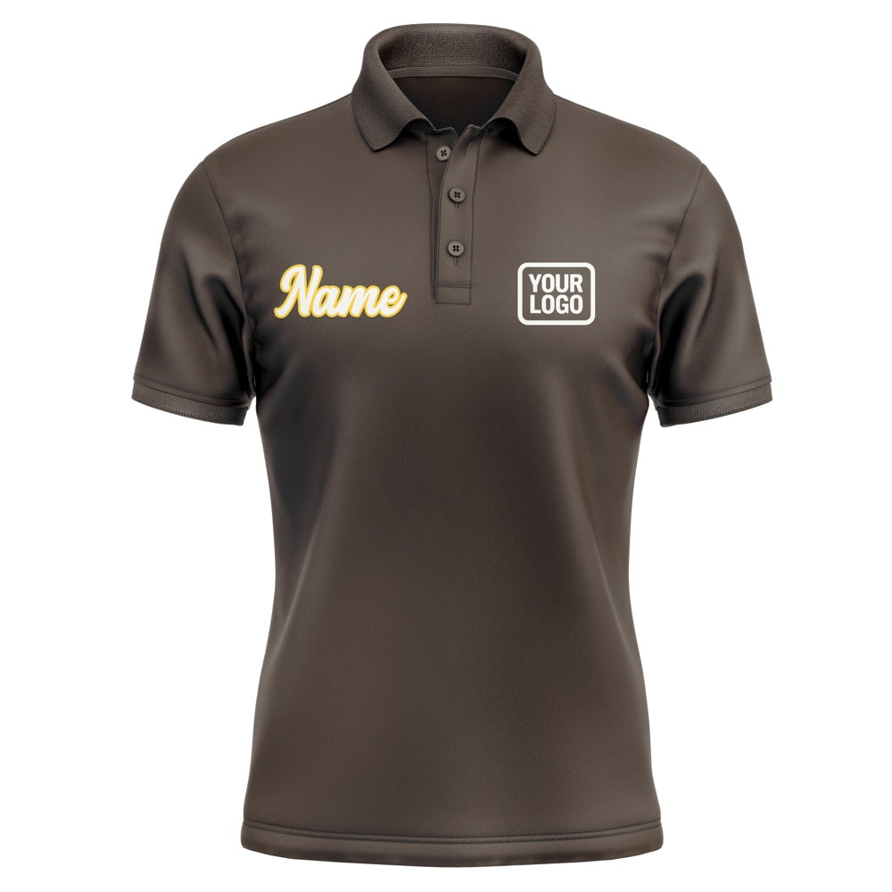 Custom Brown White Short-Sleeve Polo Shirt